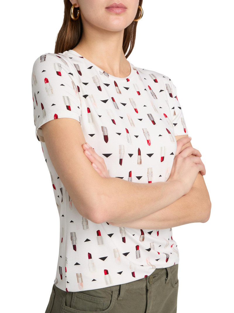 Women's Ressi Lipstick-Print T-Shirt - Ivory Lipstick Geometric 6