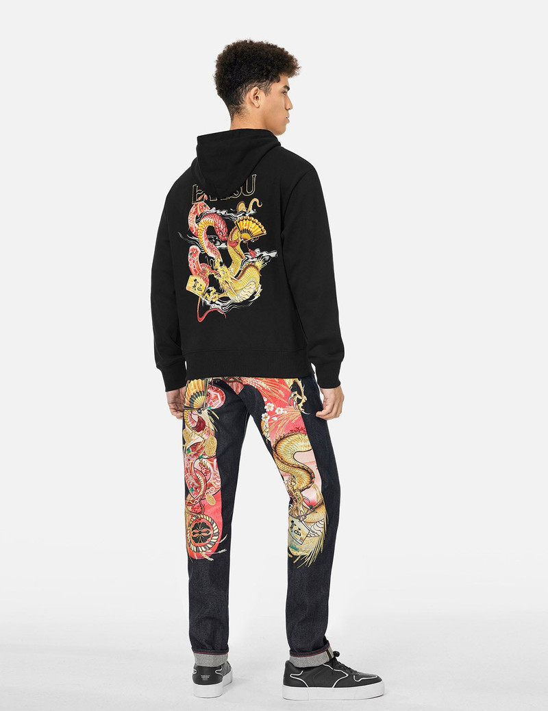 Soaring Snake and Dragon Print Relax Fit Hoodie 3