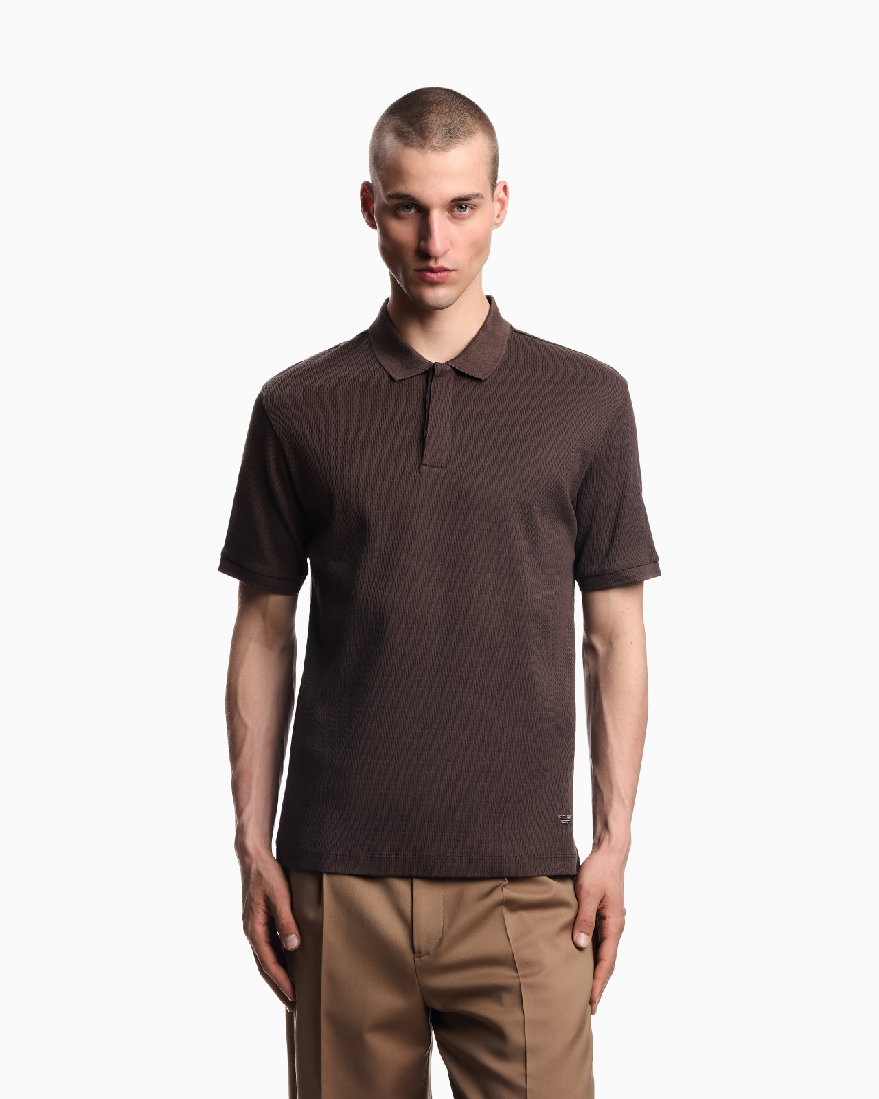 JERSEY POLO SHIRT WITH VERTICAL JACQUARD MOTIF - 4