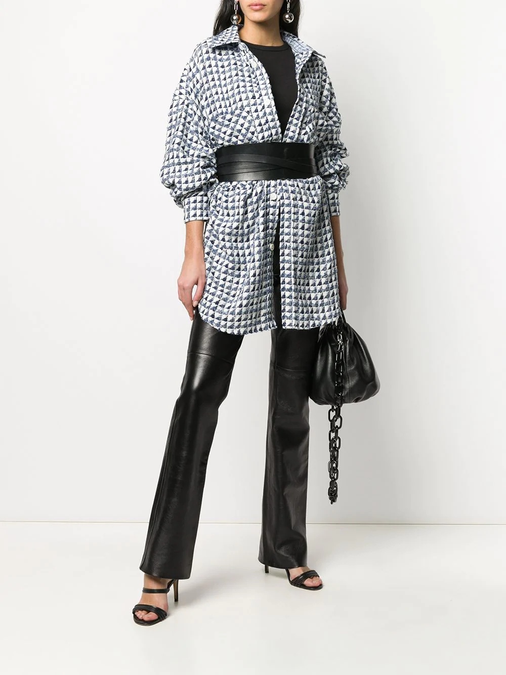 geometric print oversized shirt - 3