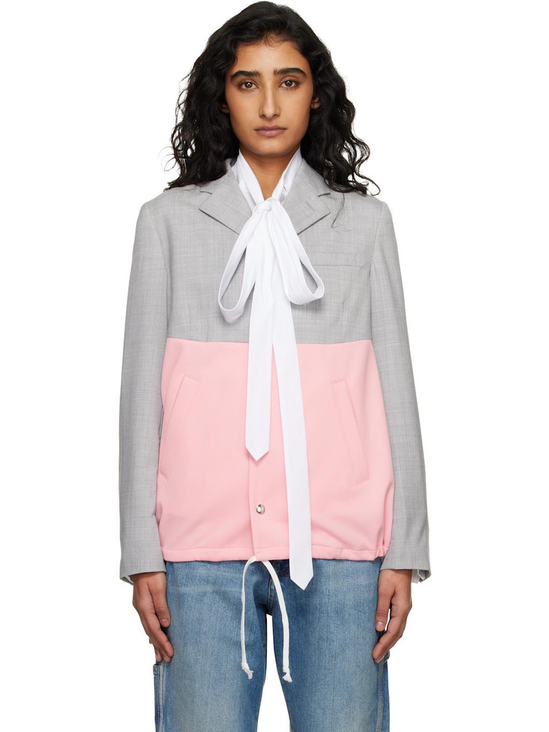 Gray & Pink Paneled Blazer 1