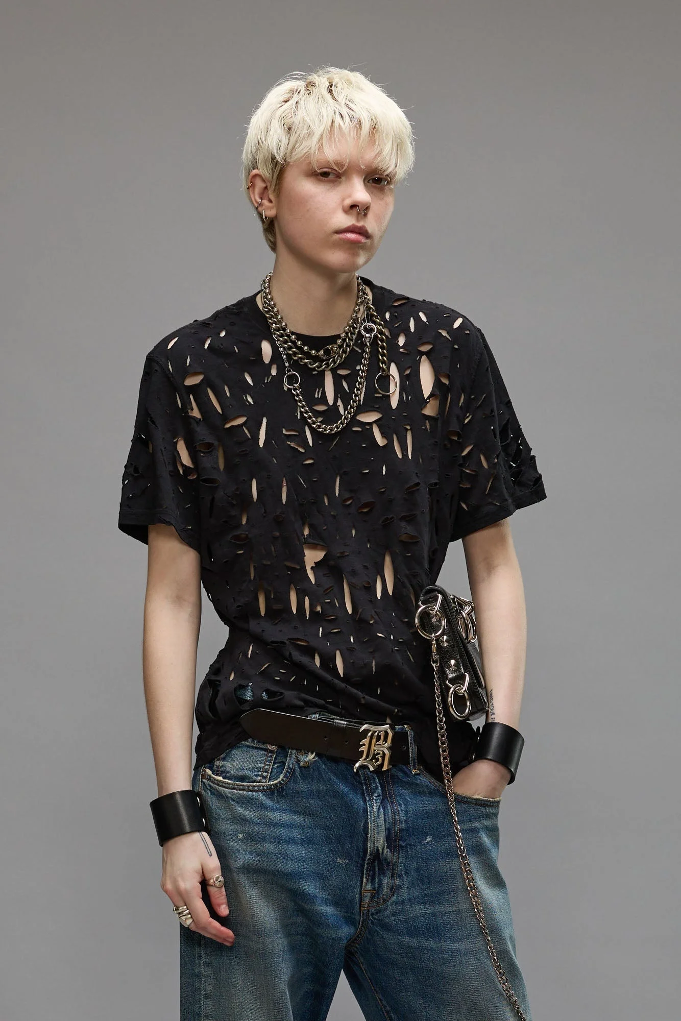 EXCESS DISTRESS TEE - BLACK - R13 - 1