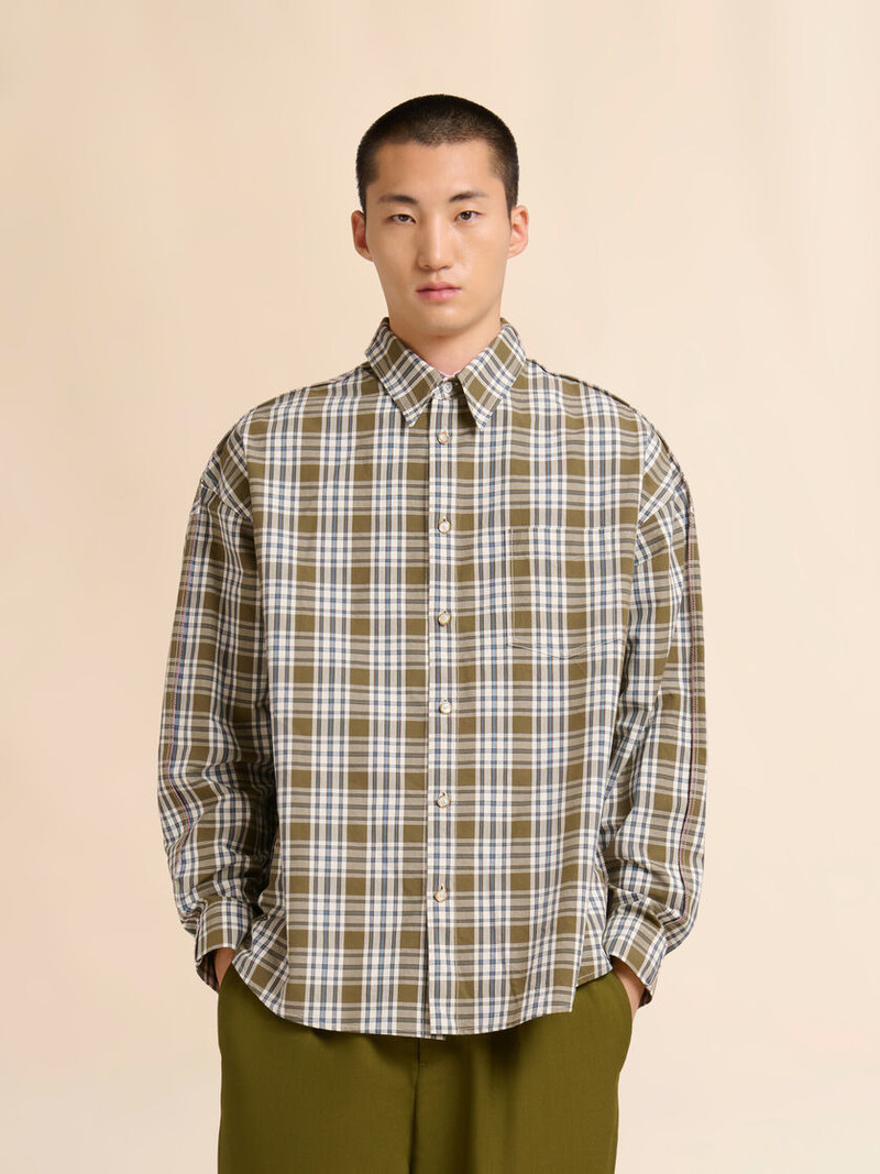 Marni GREEN COMPACT COTTON SHIRT WITH CHECKED PATTERN outlook