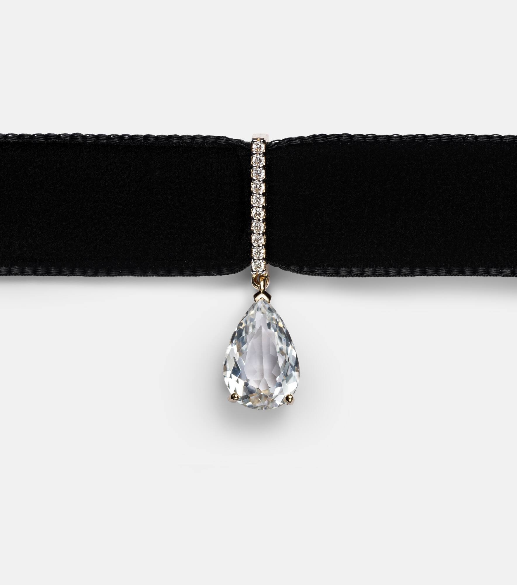 14kt gold and velvet choker with topaz and diamonds - 4