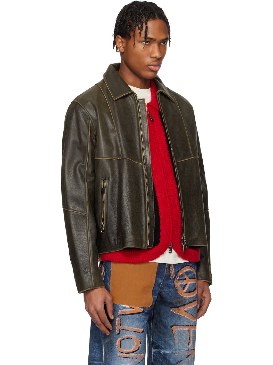 SSENSE Exclusive Brown Dreszen Zip-Up Leather Jacket - 2
