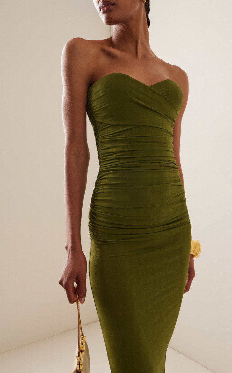 Ruched Jersey-Crepe Midi Dress green 3