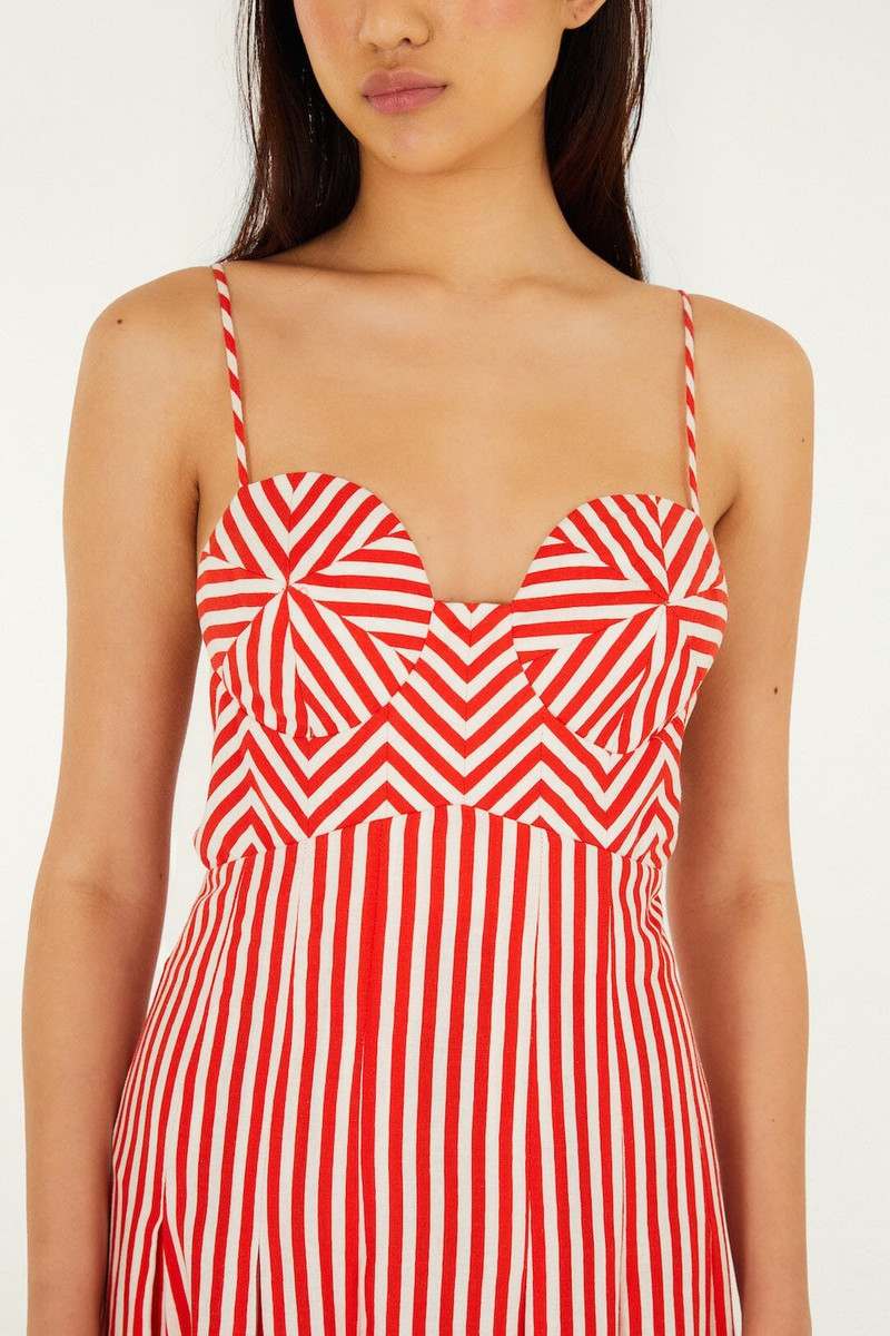 FARM RIO Off-White Checkered Stripes Sleeveless Lenzing Ecovero Euroflax Maxi Dress outlook