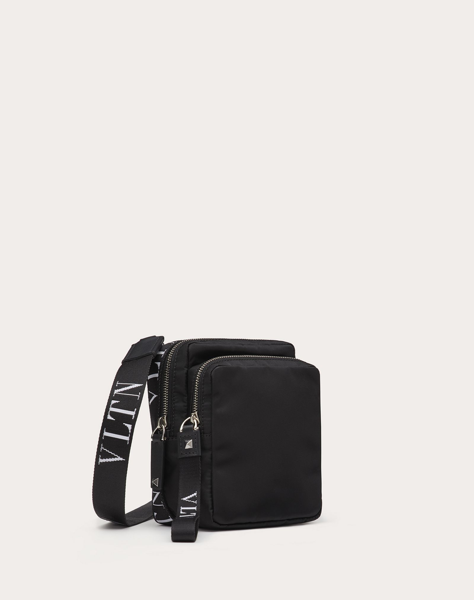 Nylon Crossbody Bag with VLTN Straps - 2