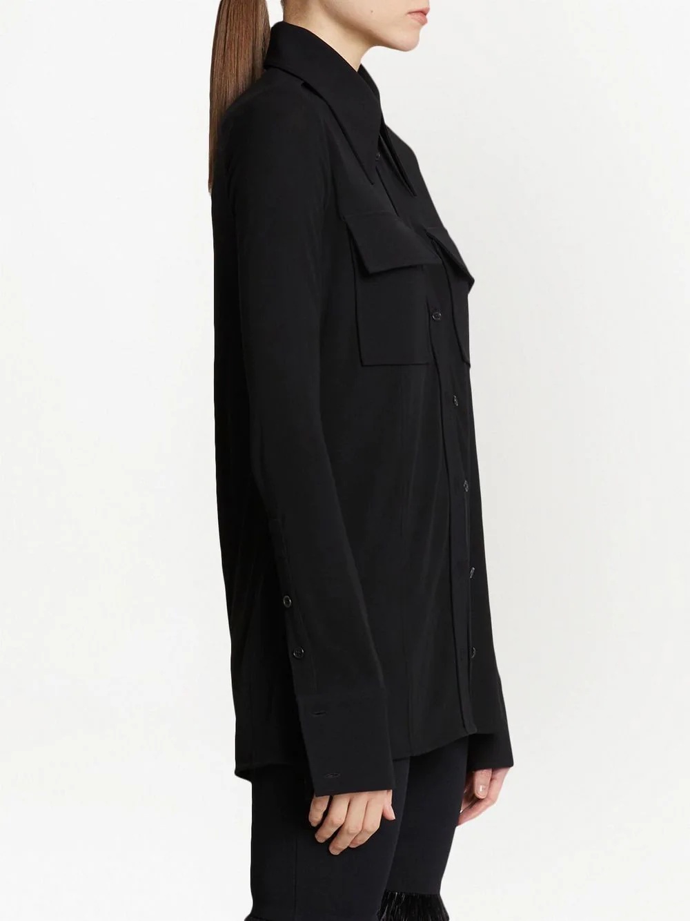 pointed-collar button-up shirt - 3