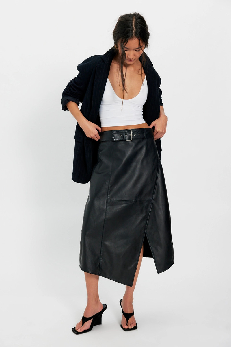 Deadwood Kalmer Leather Midi Skirt 1