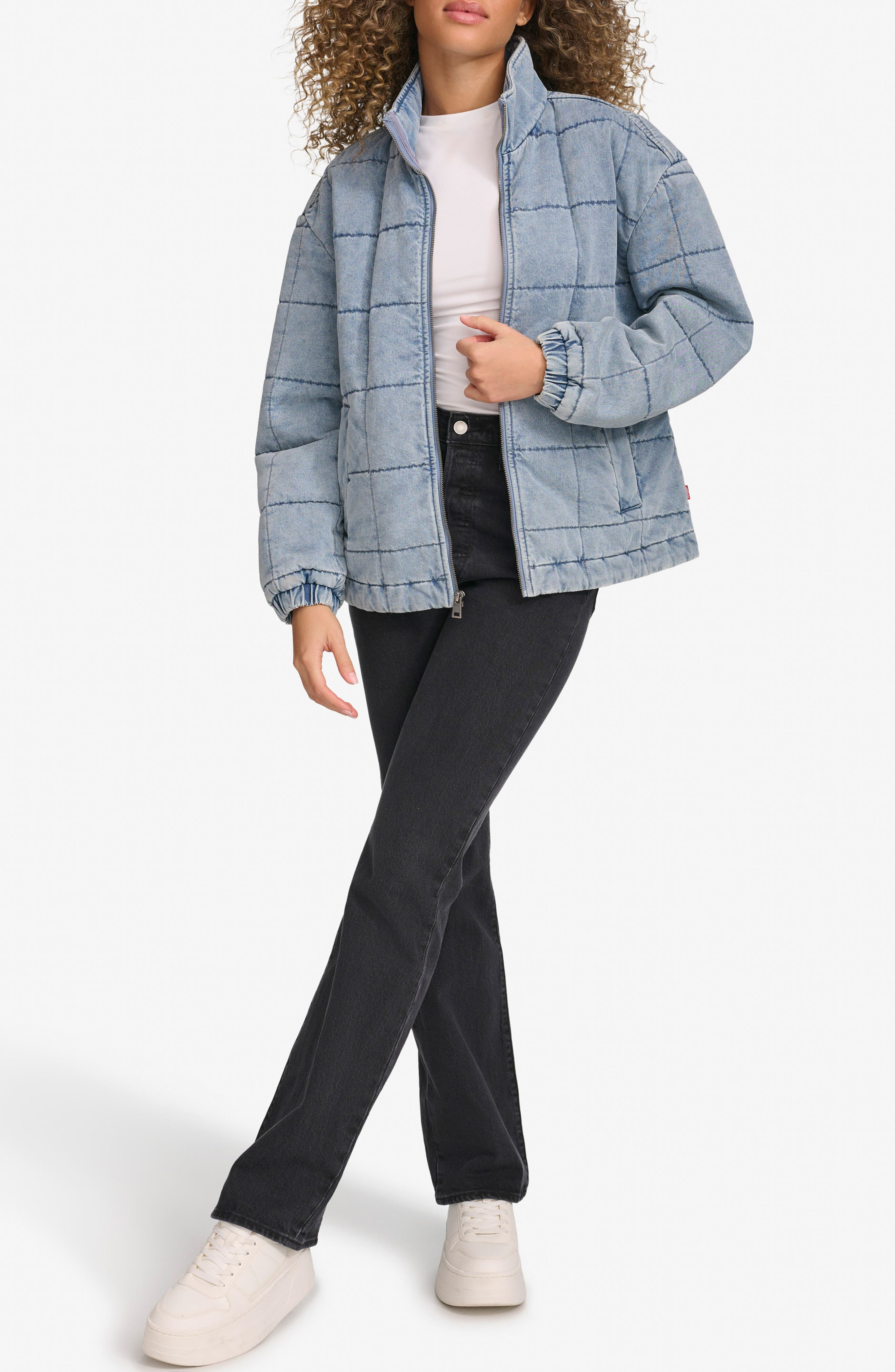 levi's Box Quilted Water Resistant Cotton Jacket in Light Wash Denim at Nordstrom - 5
