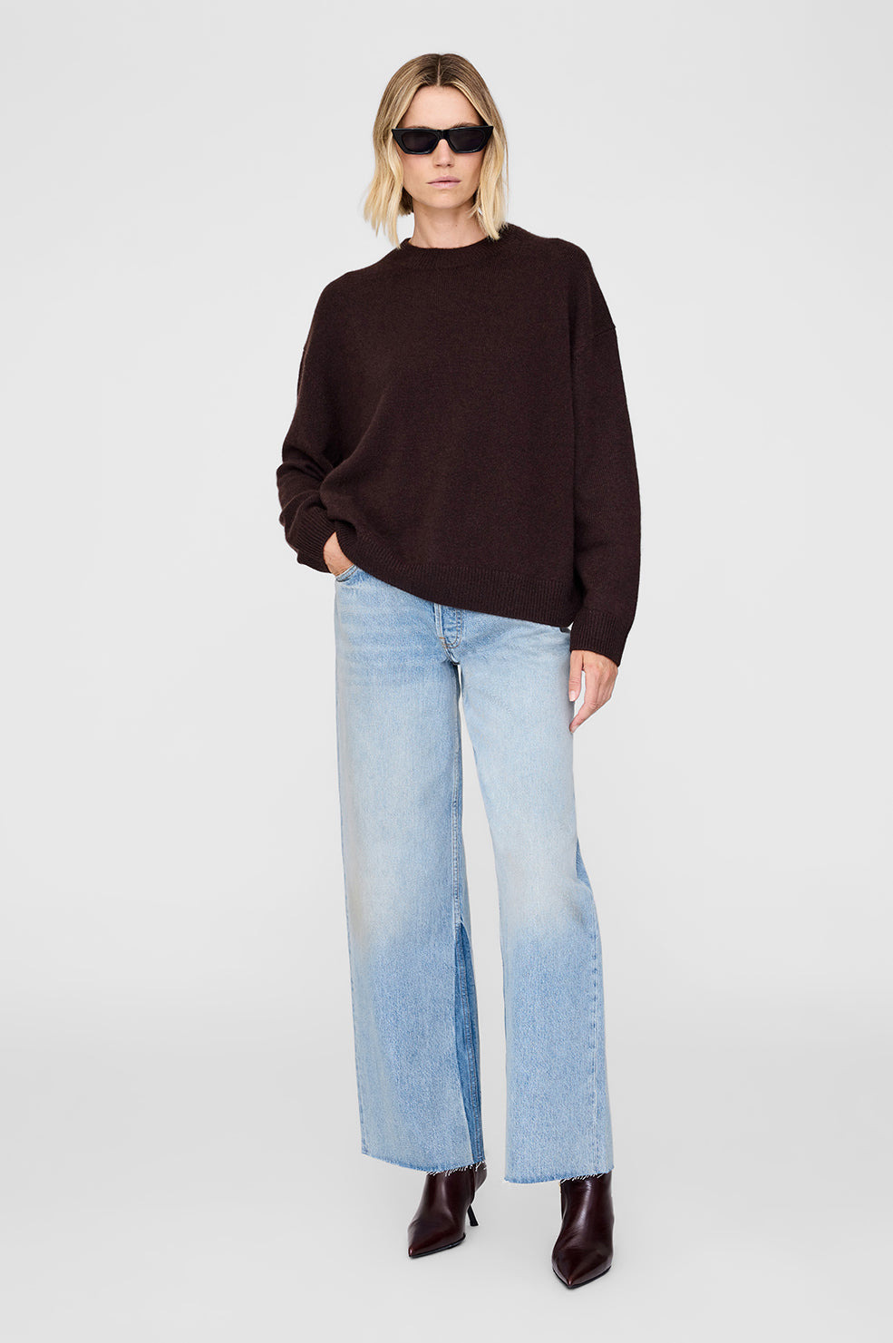 Lee Crew Sweater - Deep Brown - 2
