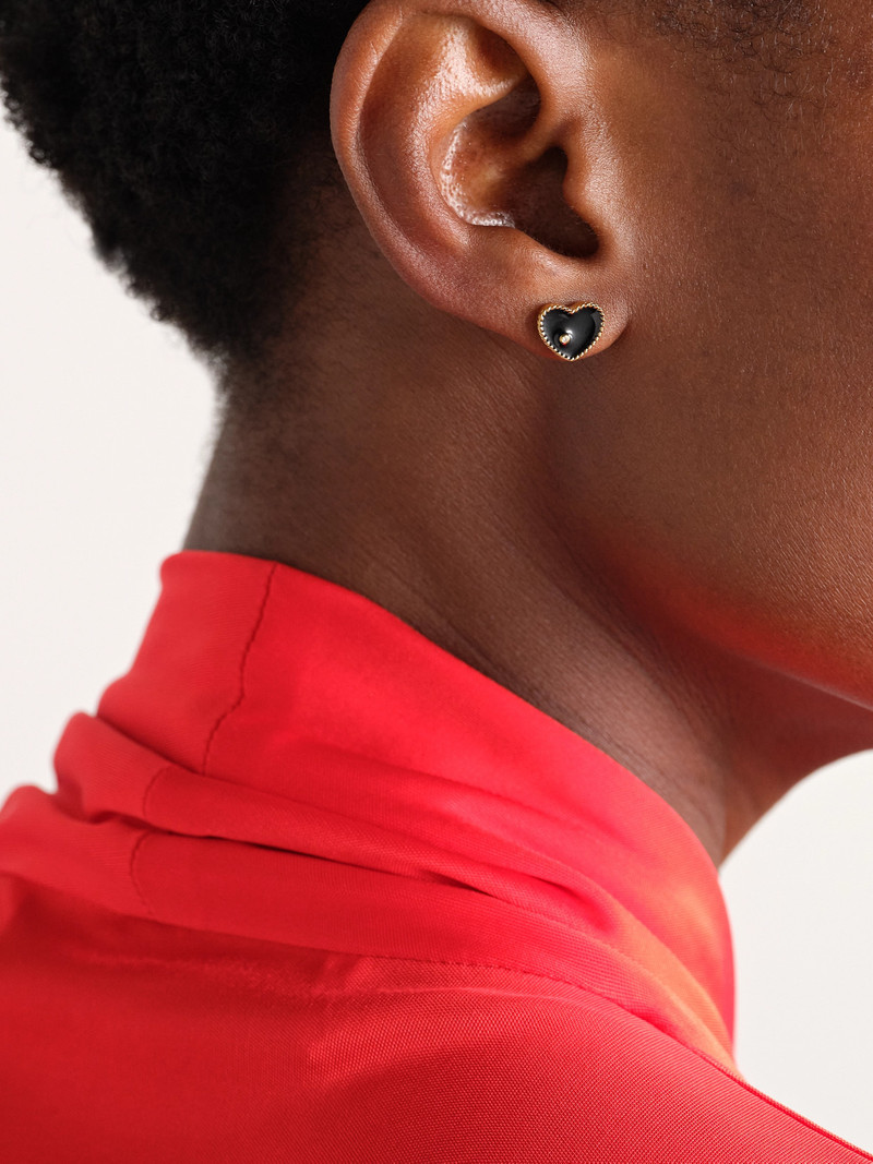 Yvonne Léon Set Of Four Puces Casino 9-karat Gold, Enamel And Diamond Earrings outlook