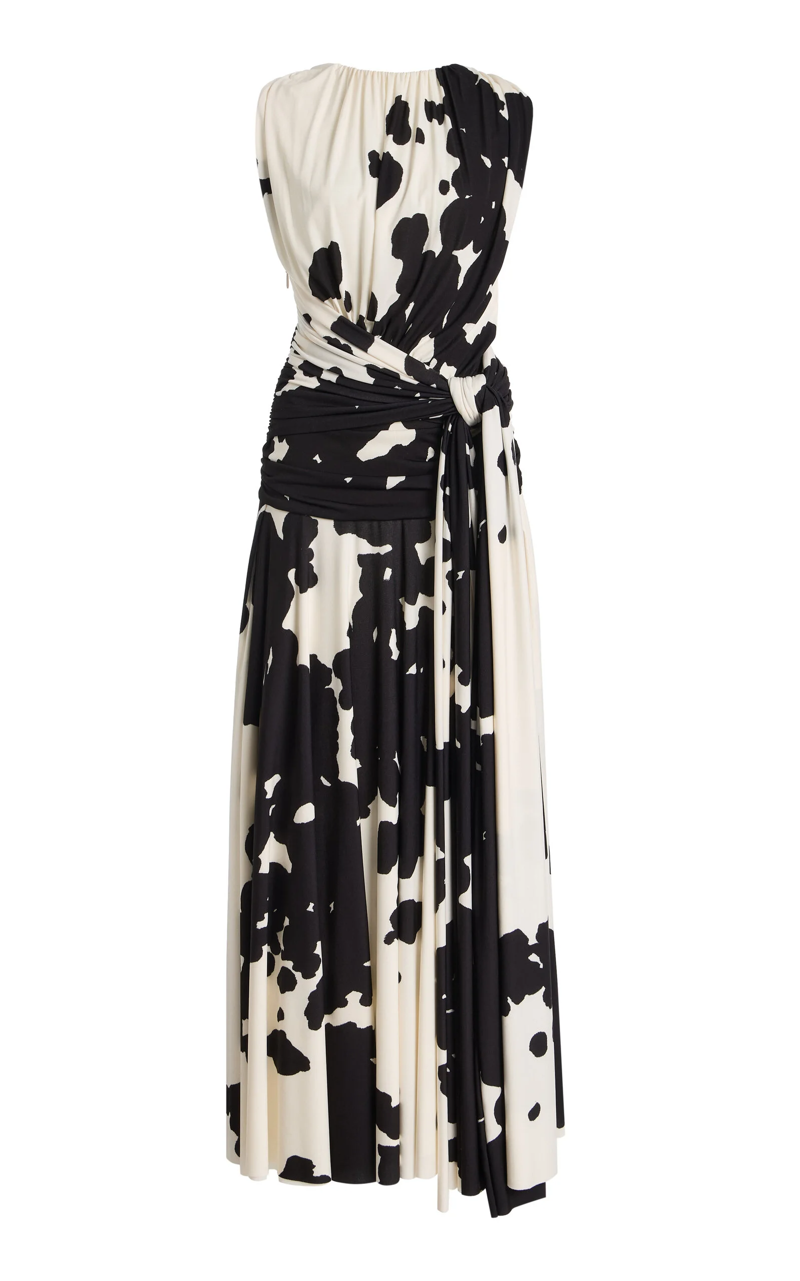 The Isadora Knot-Detailed Printed Maxi Dress black/white - 1
