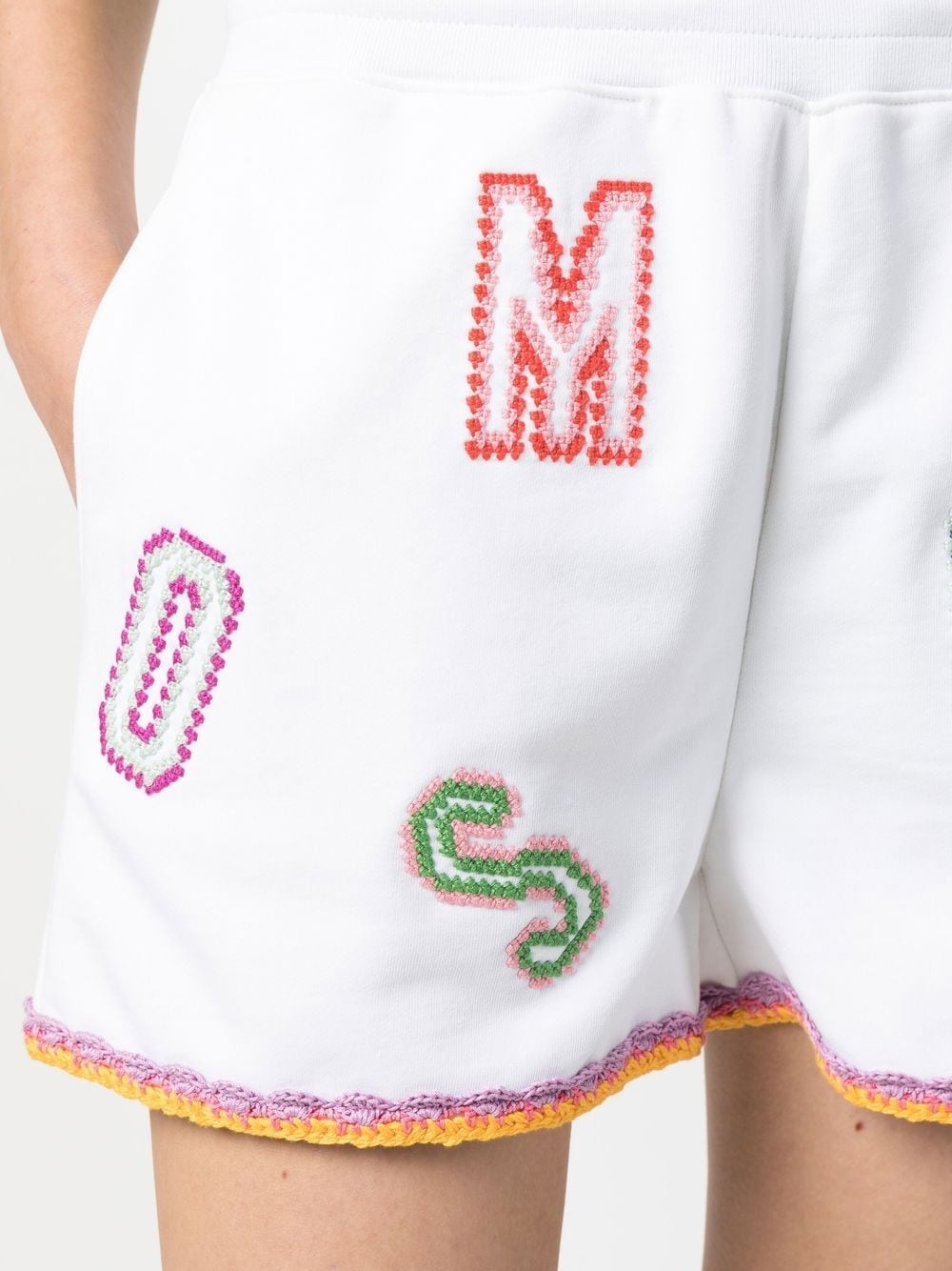 logo-embroidered lace-trim shorts - 5