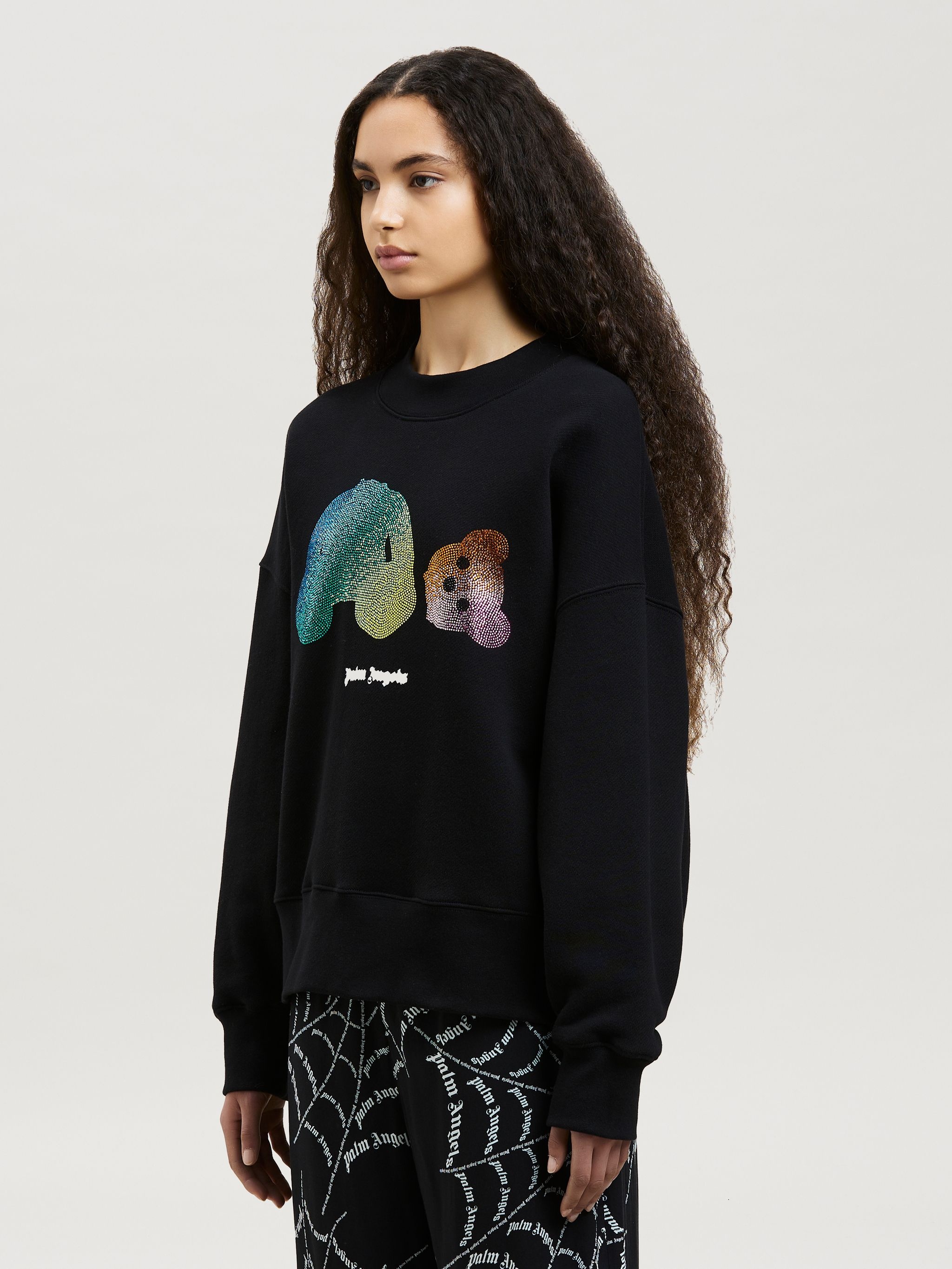 RAINBOW RHINESTONES BEAR SWEATSHIRT - 4