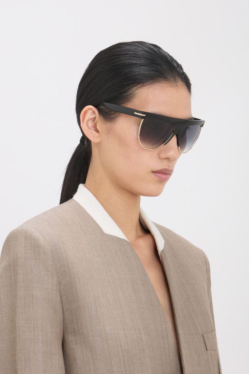 Sculpted Metal And Acetate Sunglasses With Flat Top 7