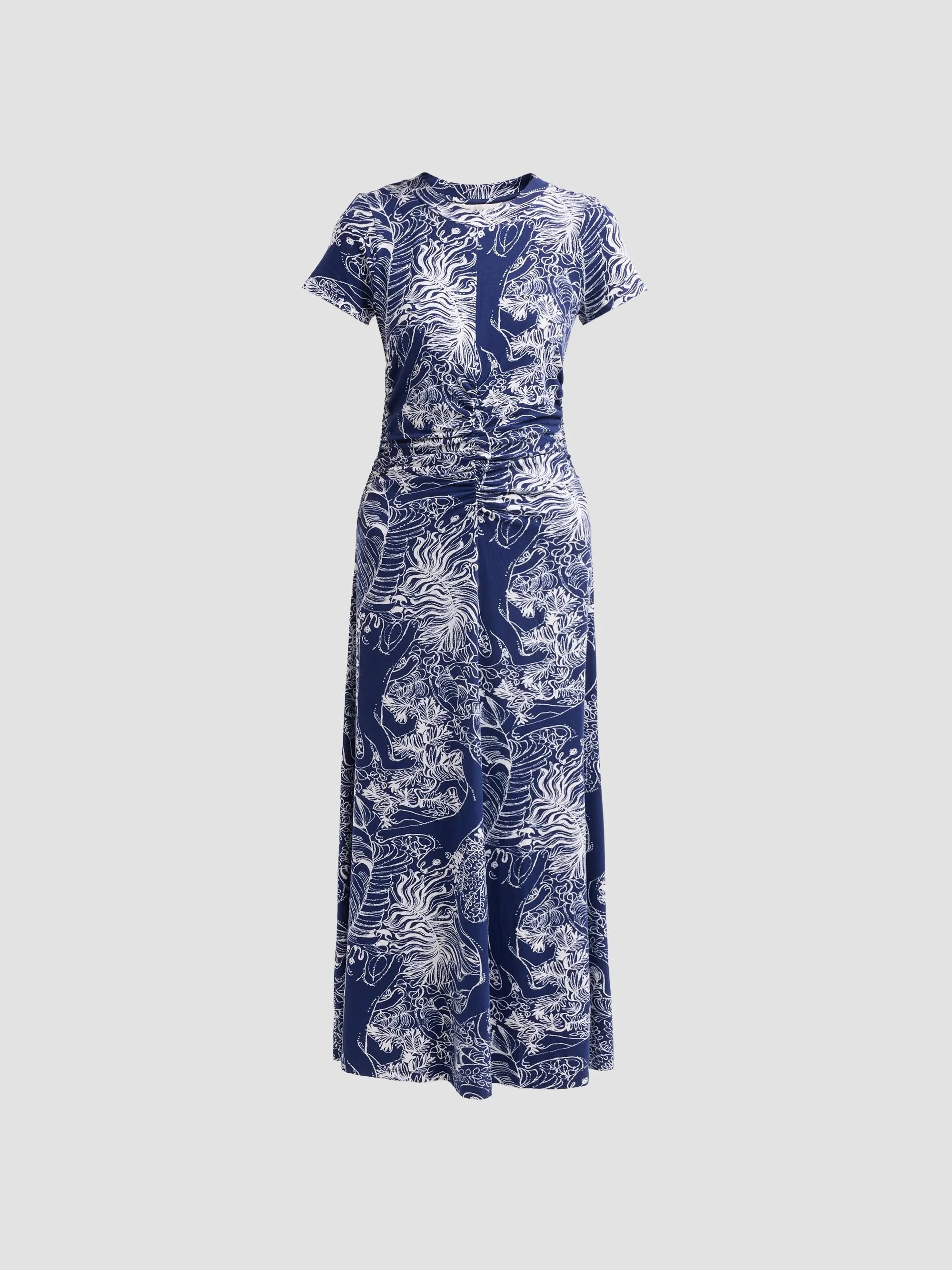 Women's Alma Printed UPF 50+ Midi Dress - Low Tide Navy - 1