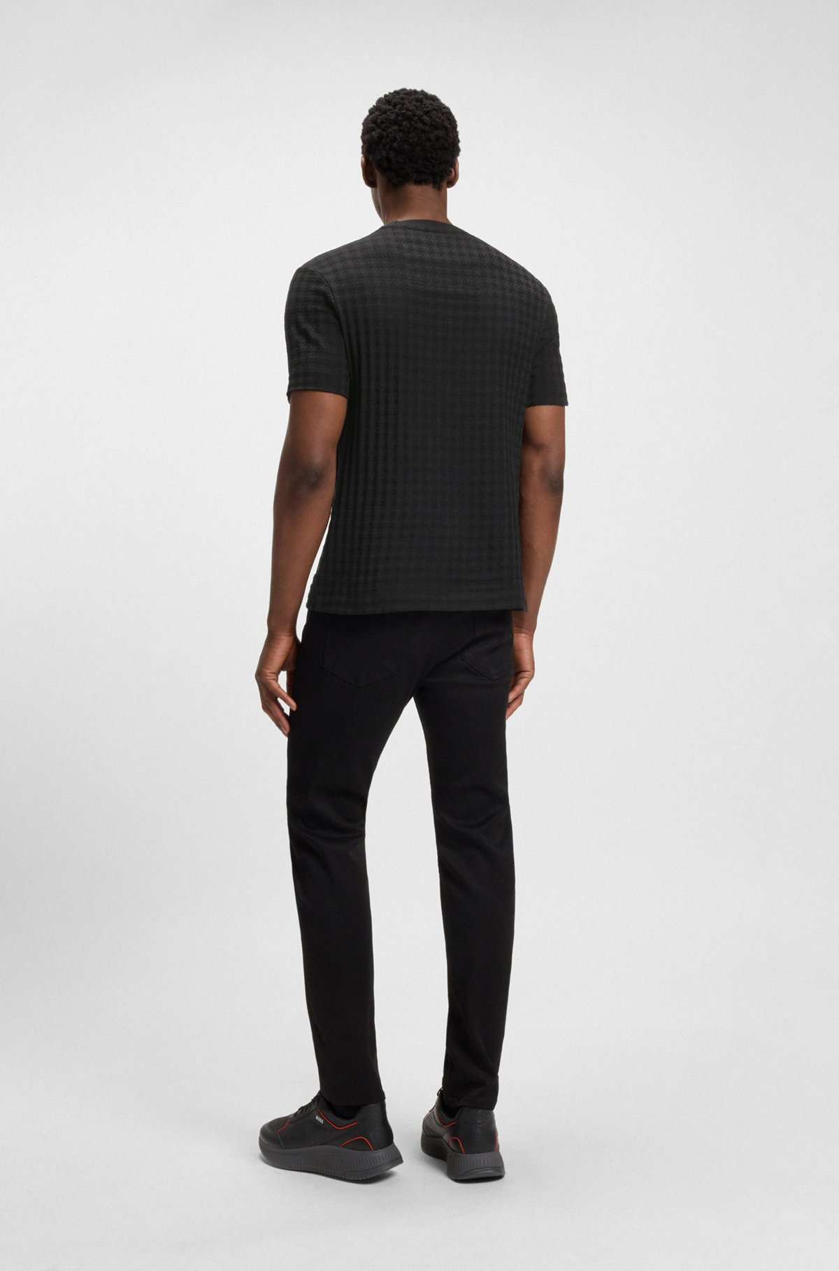 PORSCHE X BOSS HOUNDSTOOTH-PATTERNED T-SHIRT IN MERCERIZED COTTON - 5