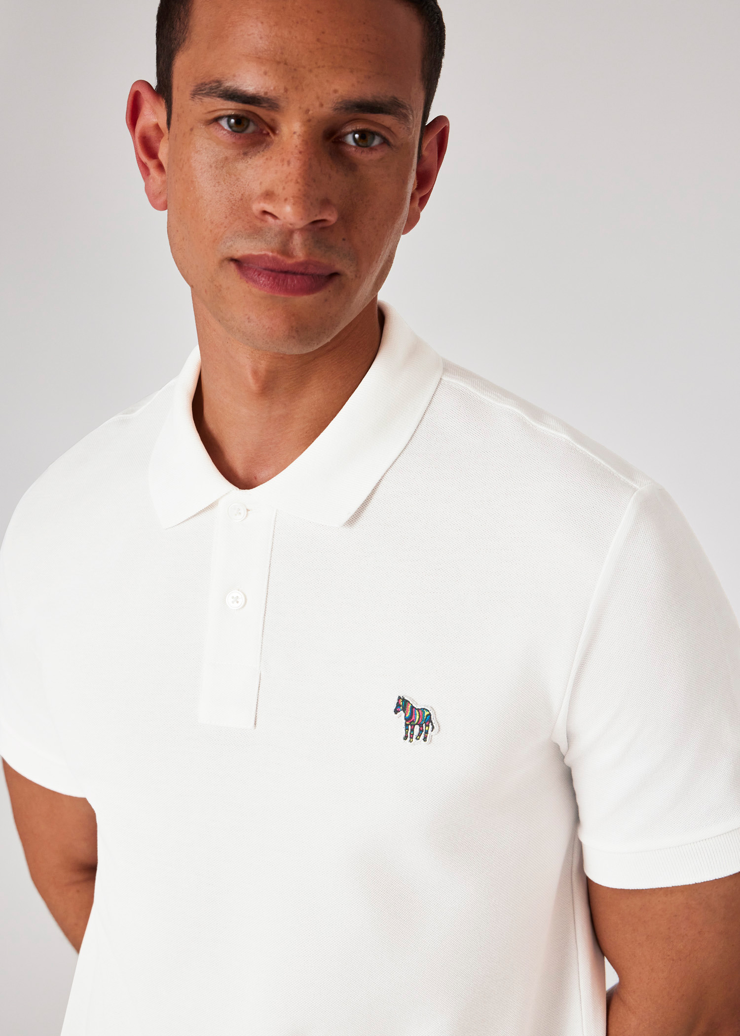 Ecru Organic Cotton Zebra Polo Shirt - 5