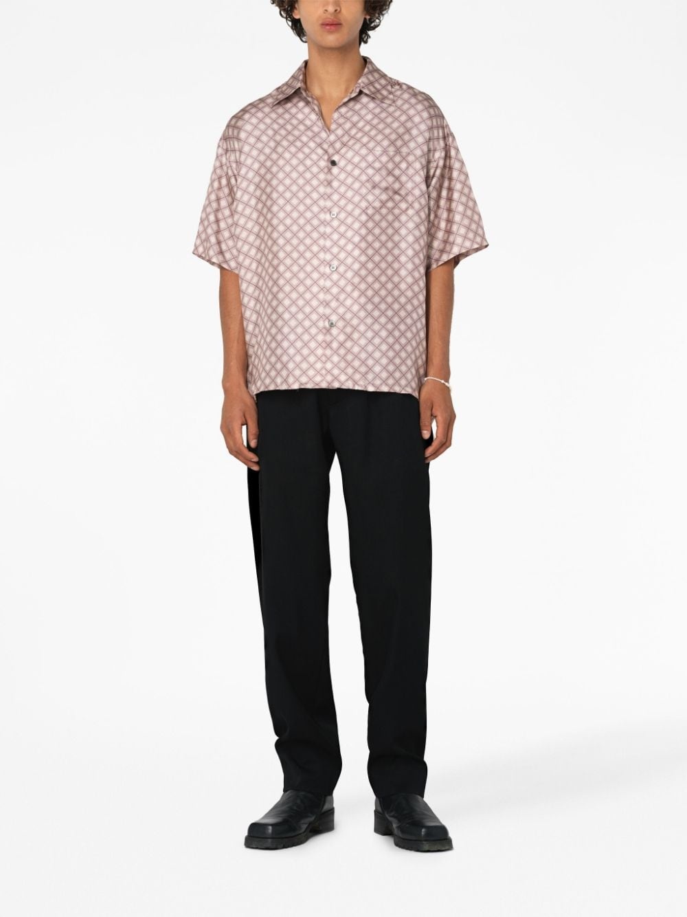 lozenge-print silk shirt - 2