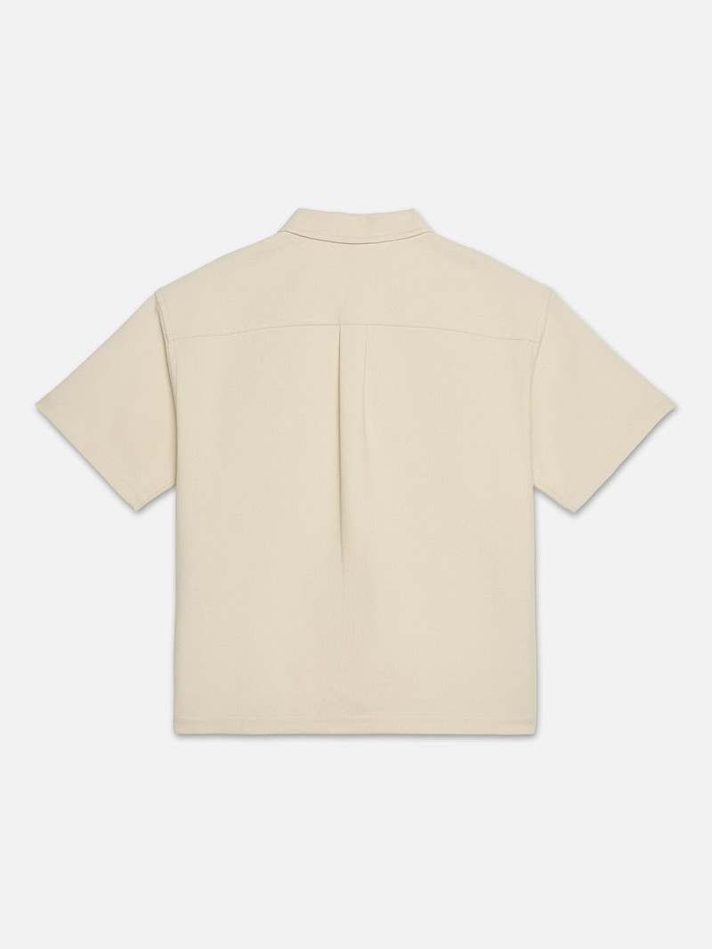 FRAME Waffle Textured Short Sleeve Shirt in Beige outlook