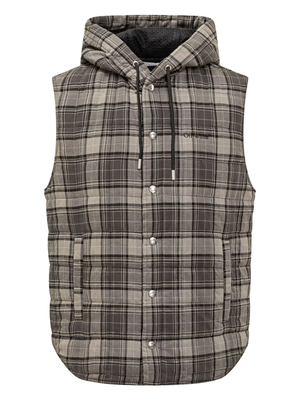 hooded plaid vest - 1