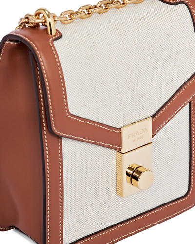 Prada Linen blend and leather shoulder bag outlook