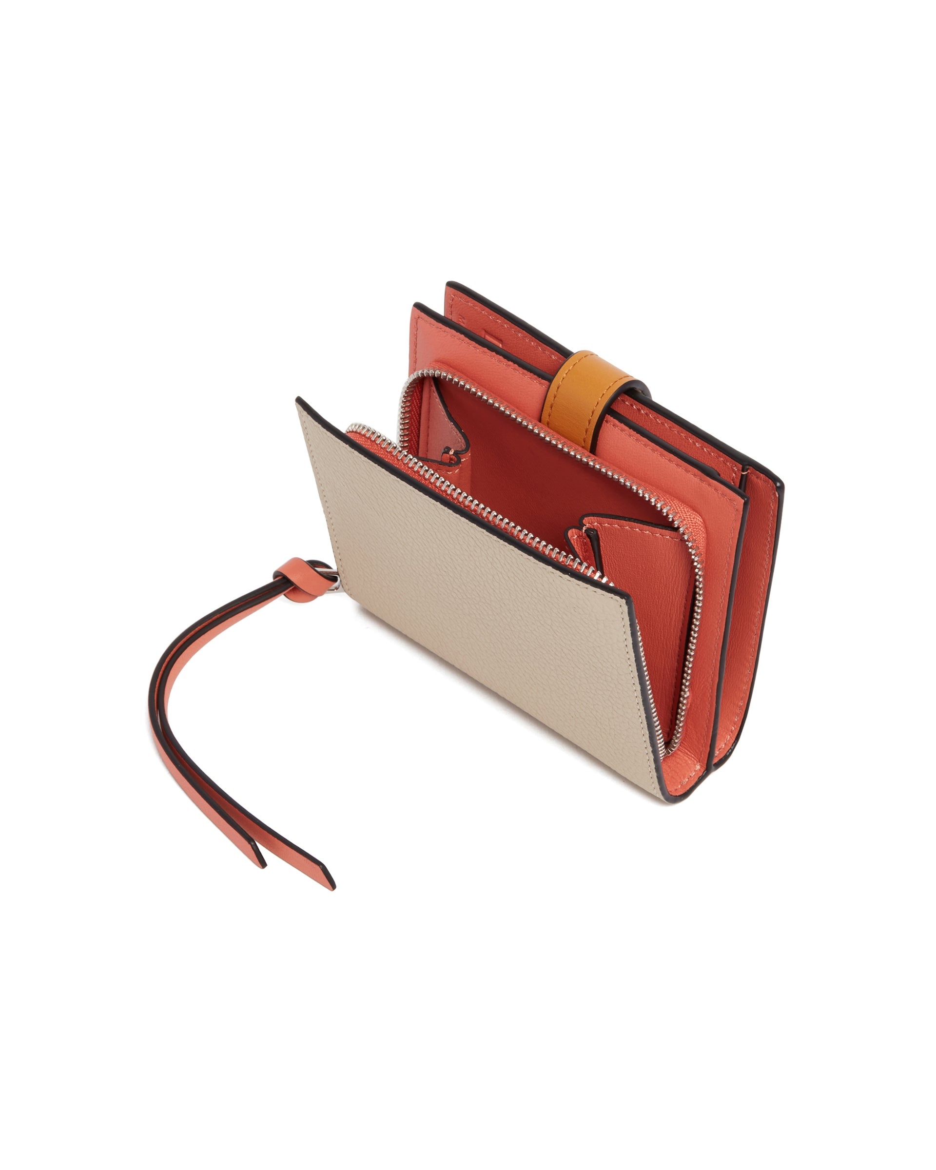Beige Bifold Wallet with Zip - 6