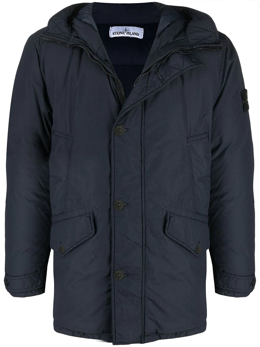 mid-length hooded parka coat - 1