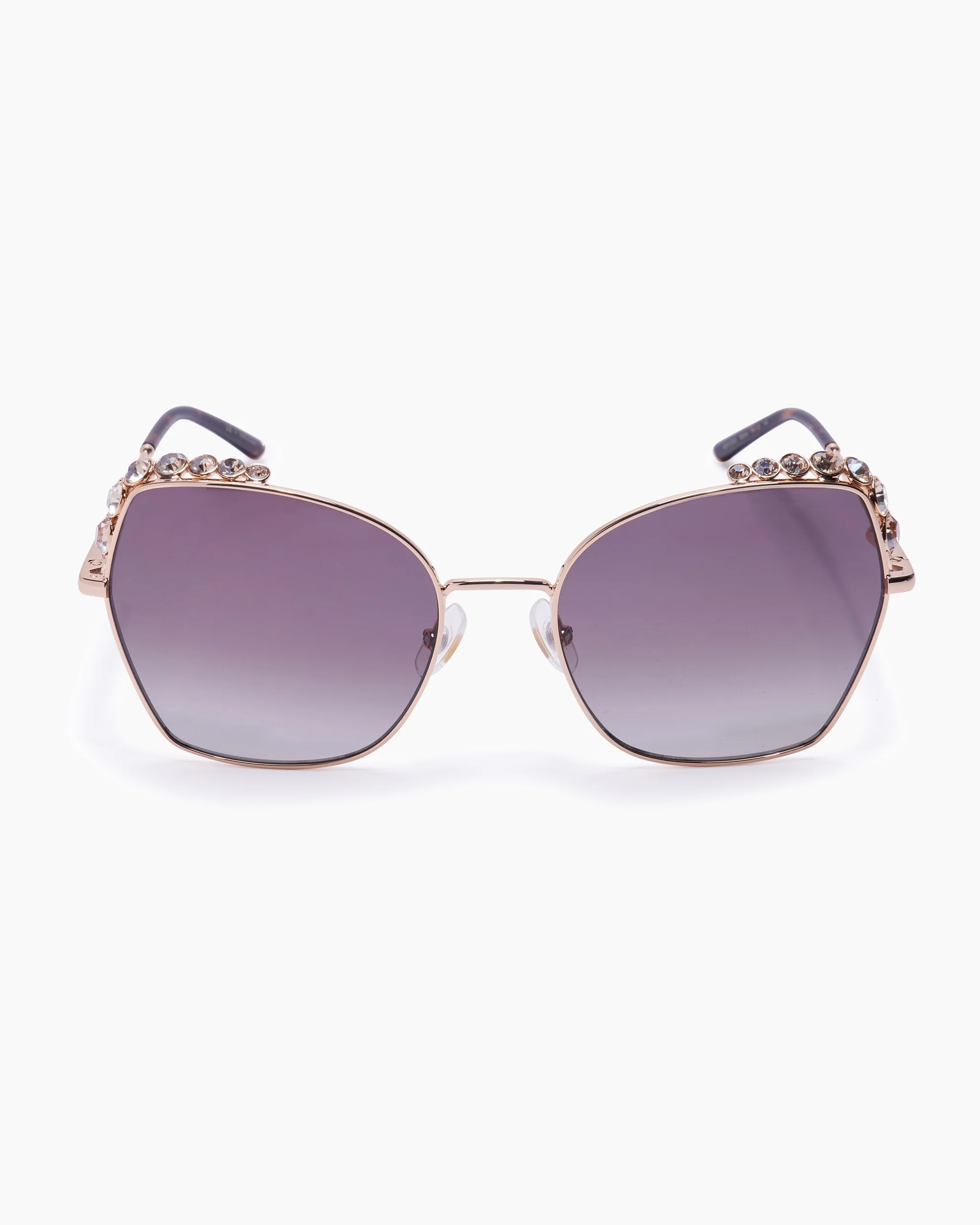 Crystal-Embellished Oversized Round Metal Sunglasses - 1