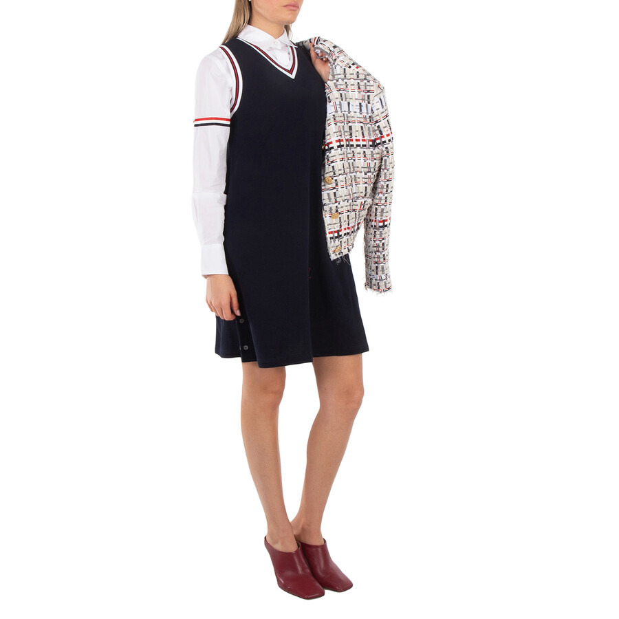 Thom Browne Stripe V-Neck Classic Pique Tennis Dress - 2