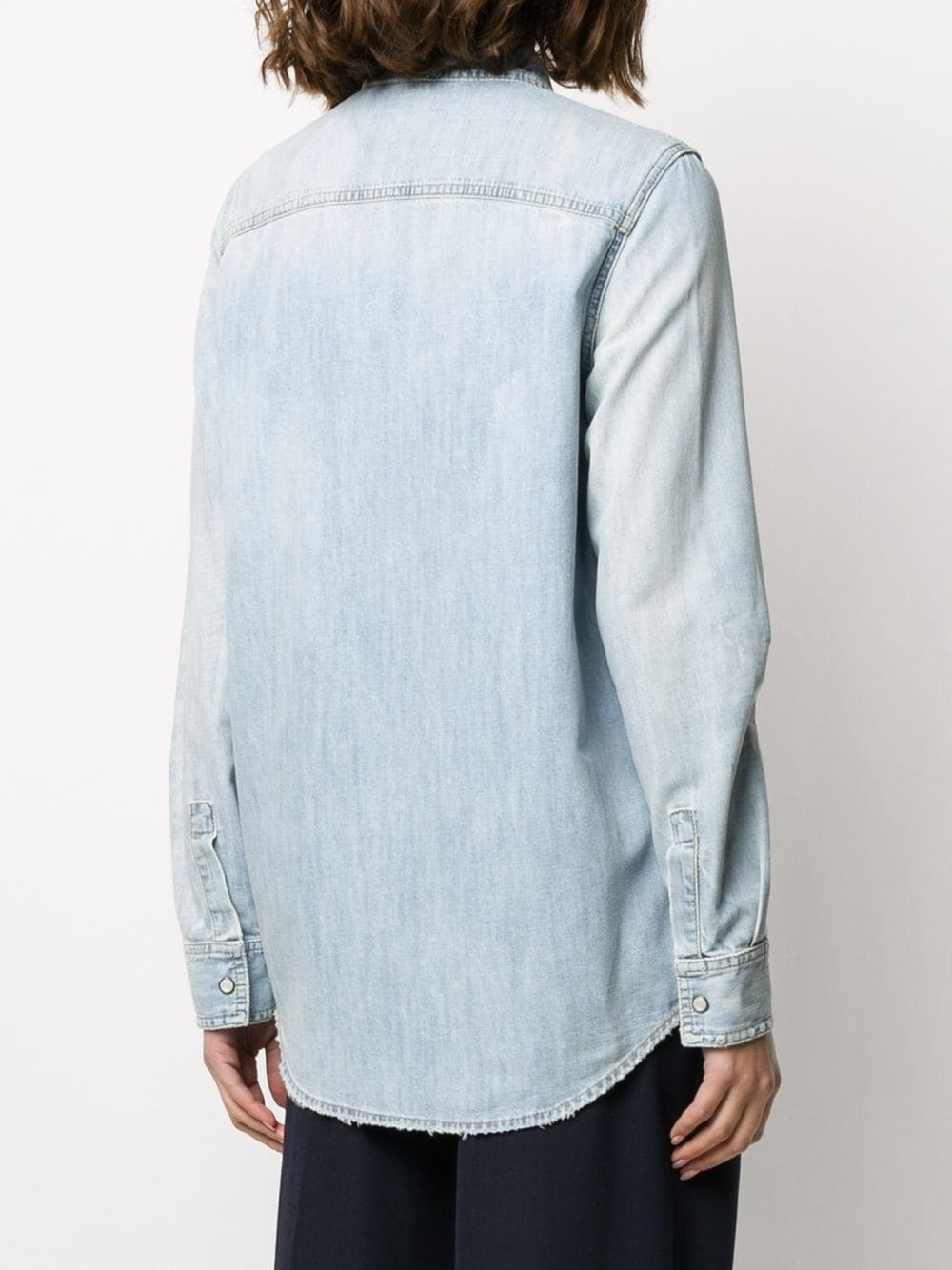 logo stamp denim shirt   - 4