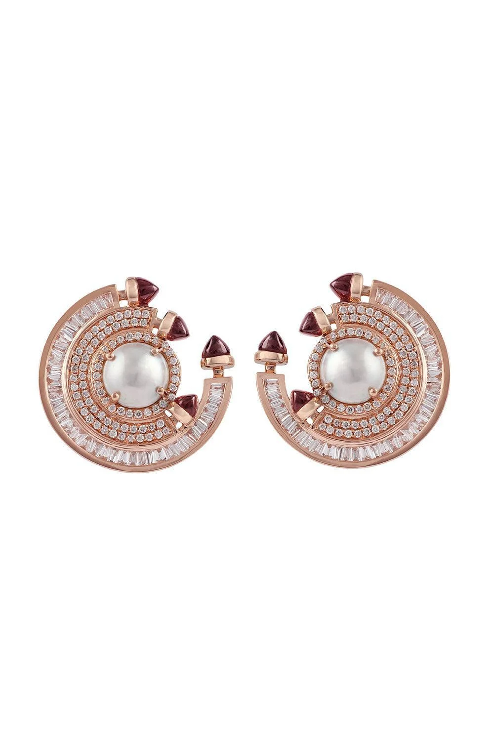 Ruby Pearl Round Chakra Earrings - 1