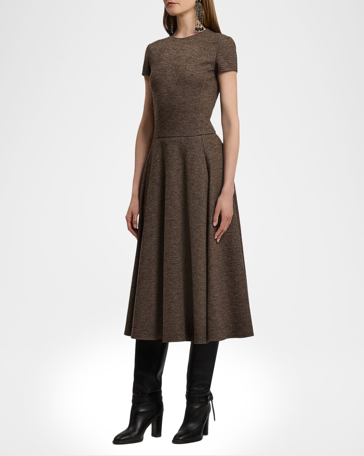 Tickweave Jersey Short-Sleeve Midi Dress - 5