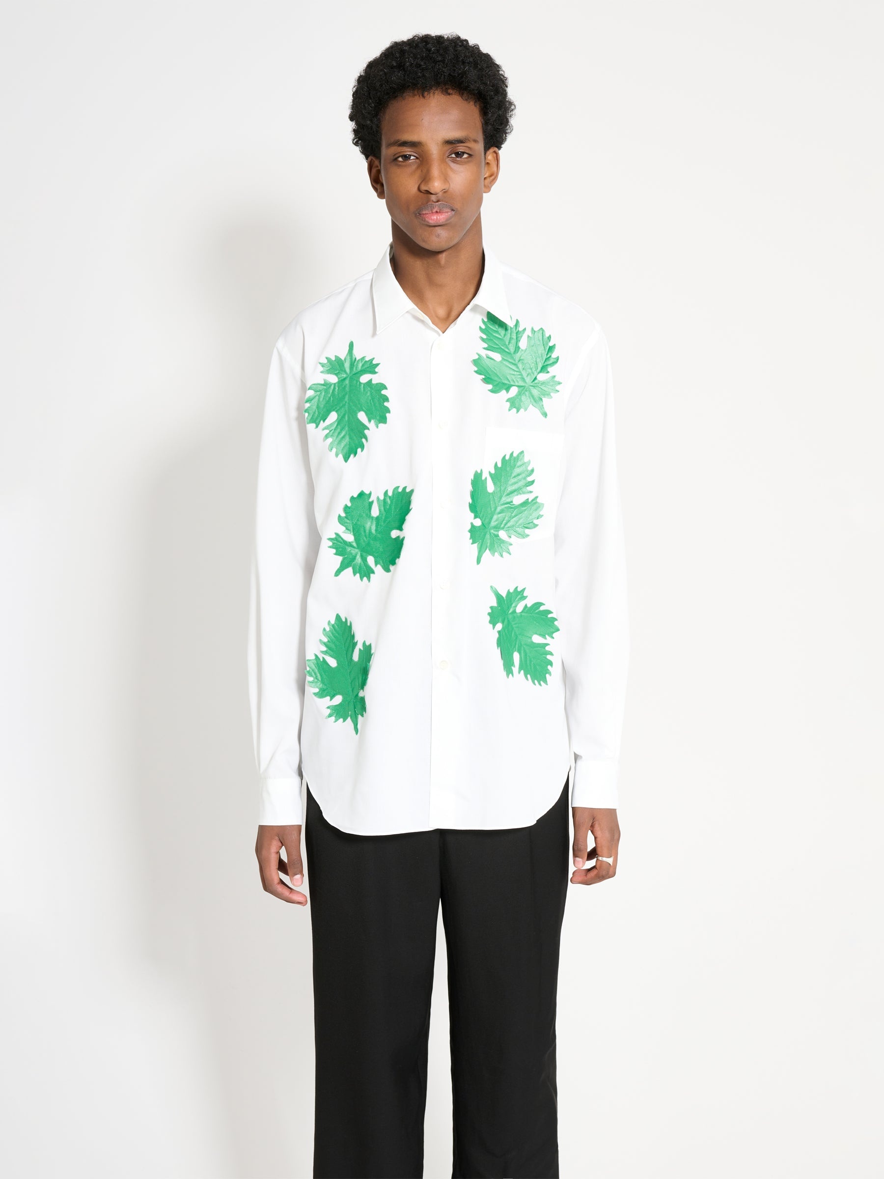 COMME DES GARÇONS HOMME PLUS BROAD LEAF MOTIF C SHIRT WHITE / GREEN - 1