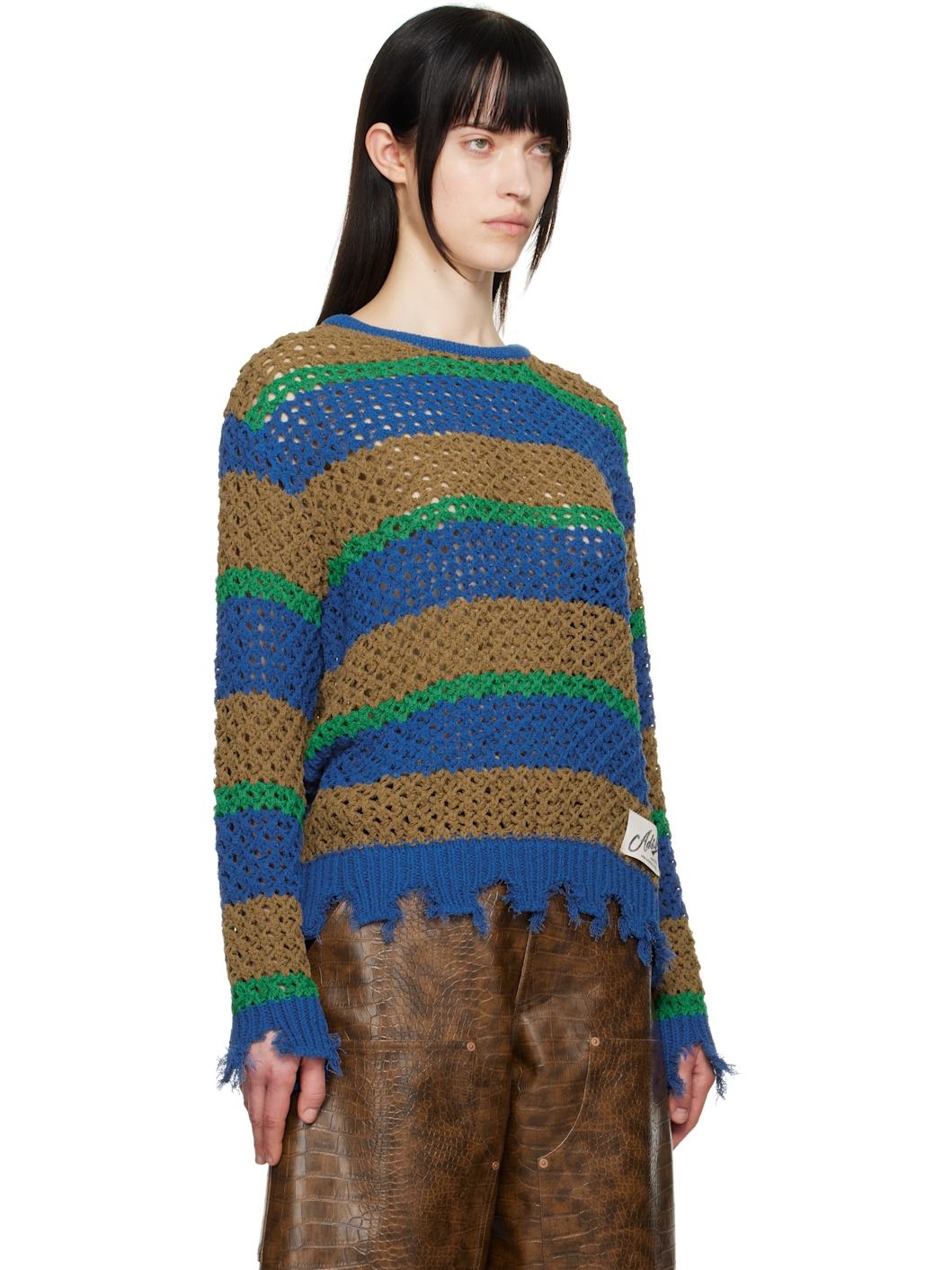 Multicolor Damaged Stripe Sweater - 2