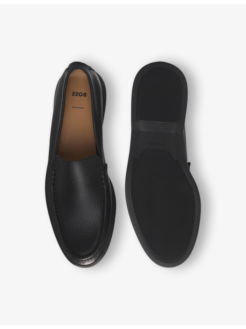 Almond-Toe Grained-Leather Moccasin Loafers - 2