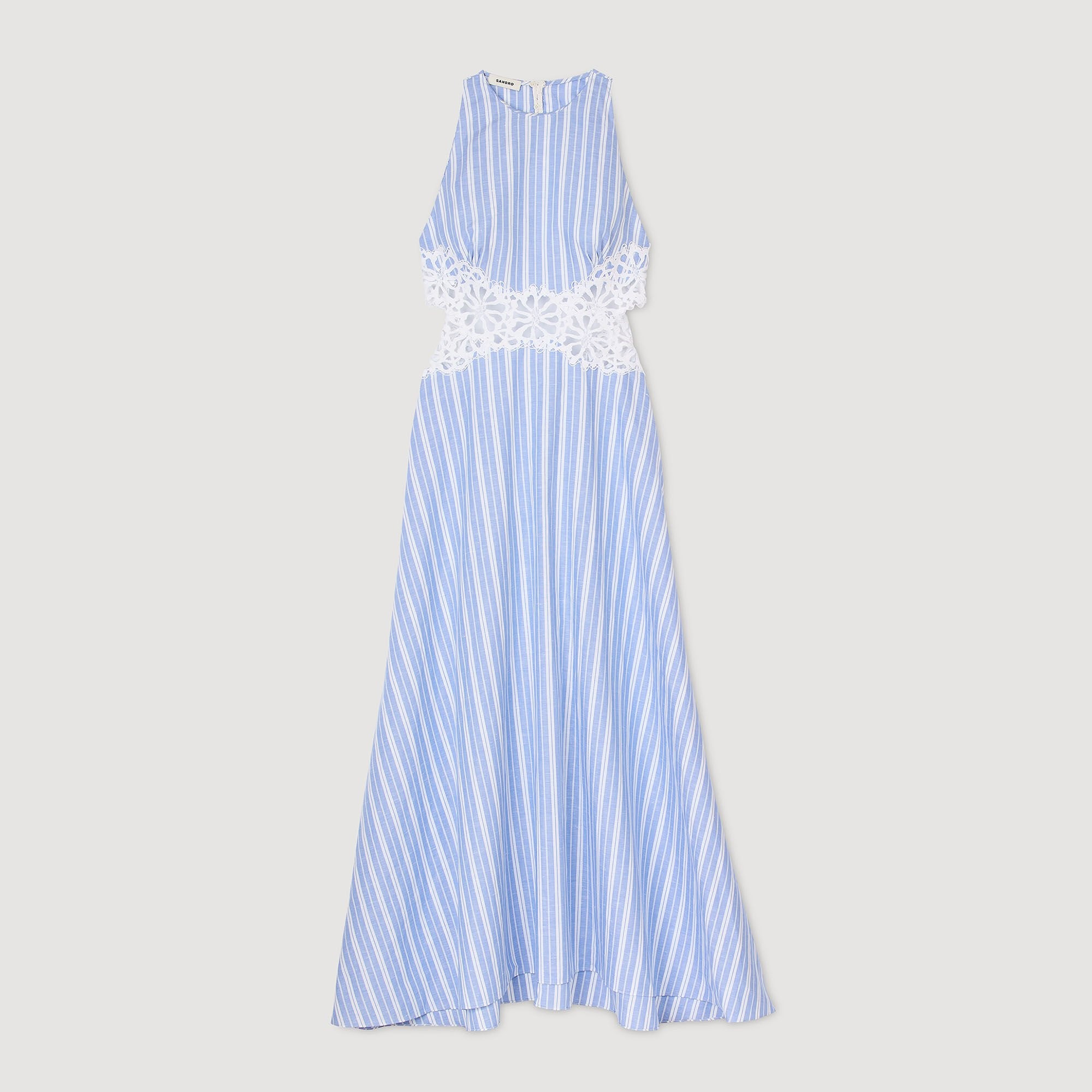 STRIPED MAXI DRESS WITH LACE - 6
