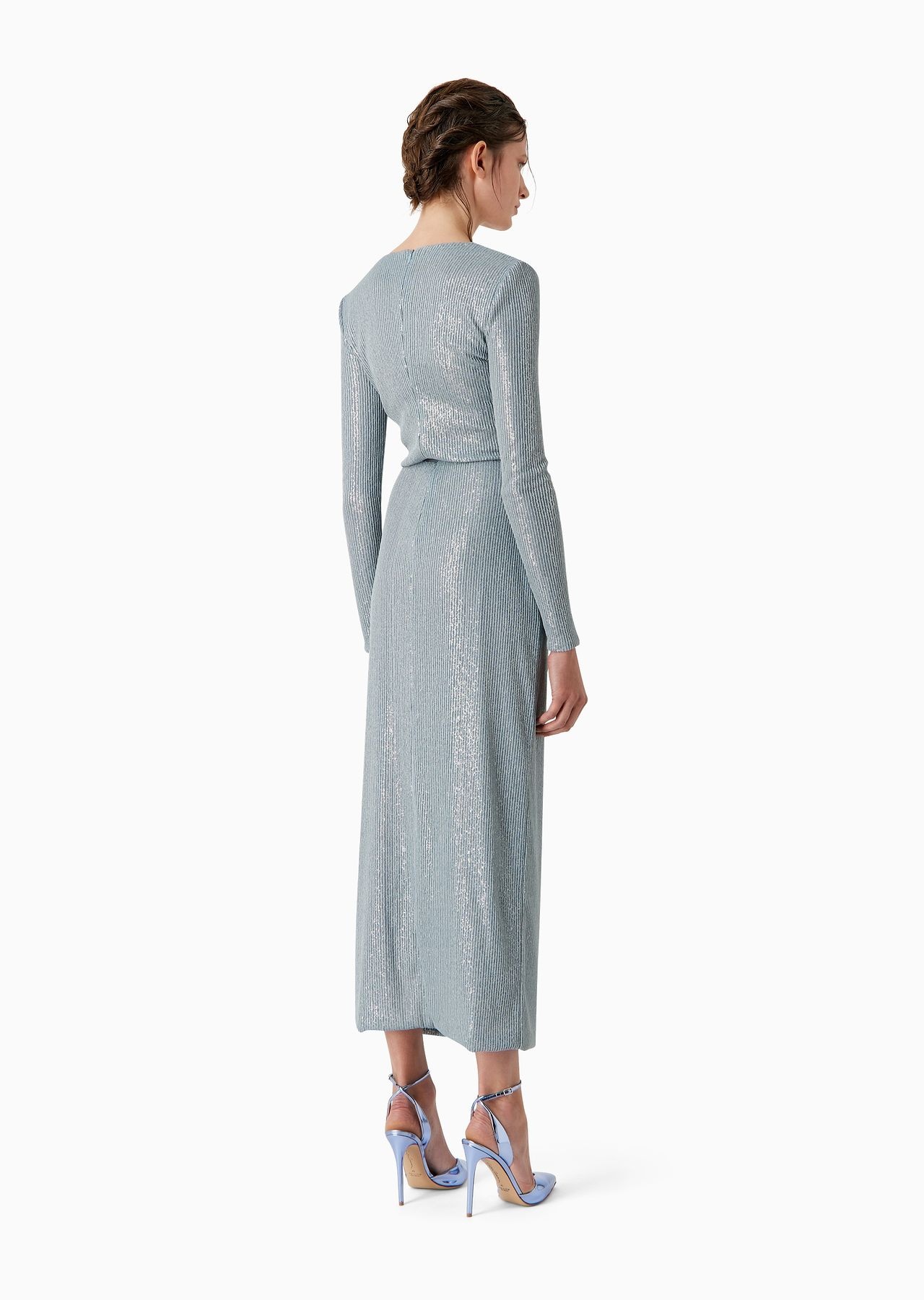Long jersey dress with all-over sequin embroidery - 3