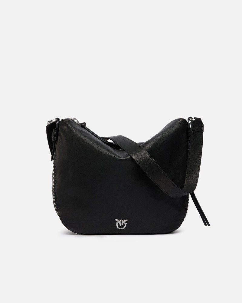 MEDIUM LEATHER HOBO BAG WITH LOVE BIRDS LOGO 1