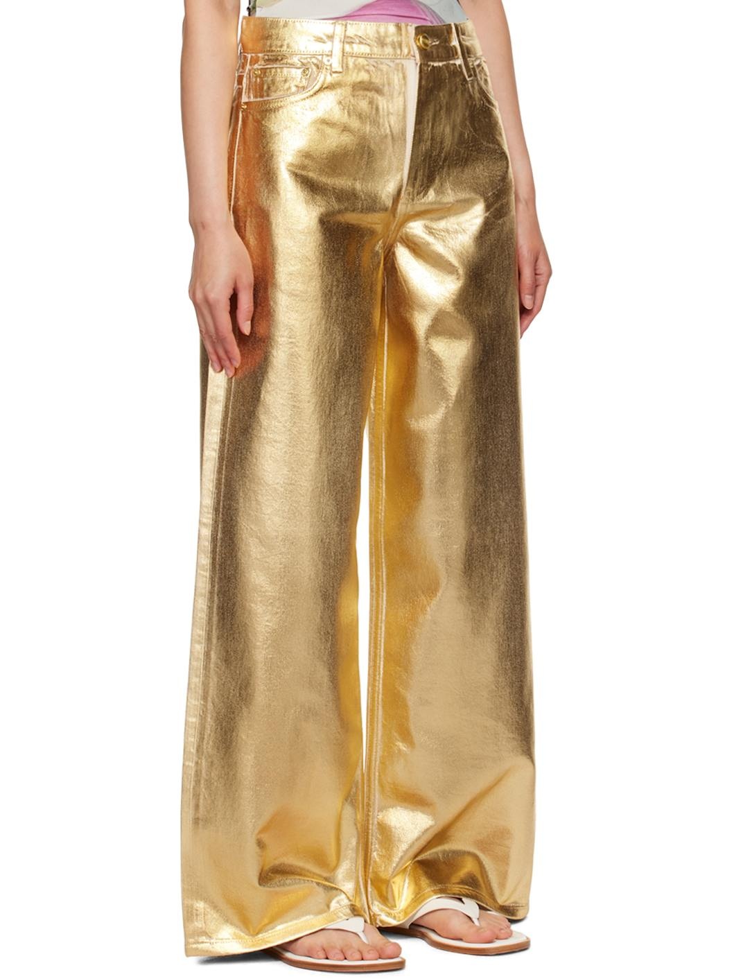 Gold Foil Wide Jeans - 2