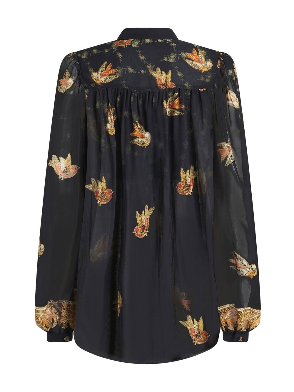 bird-print silk blouse - 7