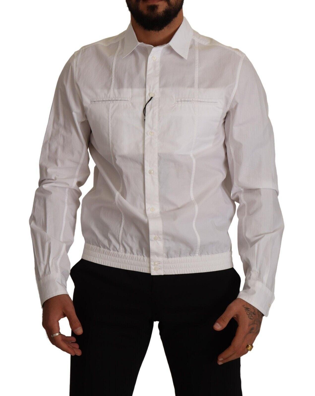 Dolce & Gabbana White Cotton Button Down Men Collared Shirt - 1