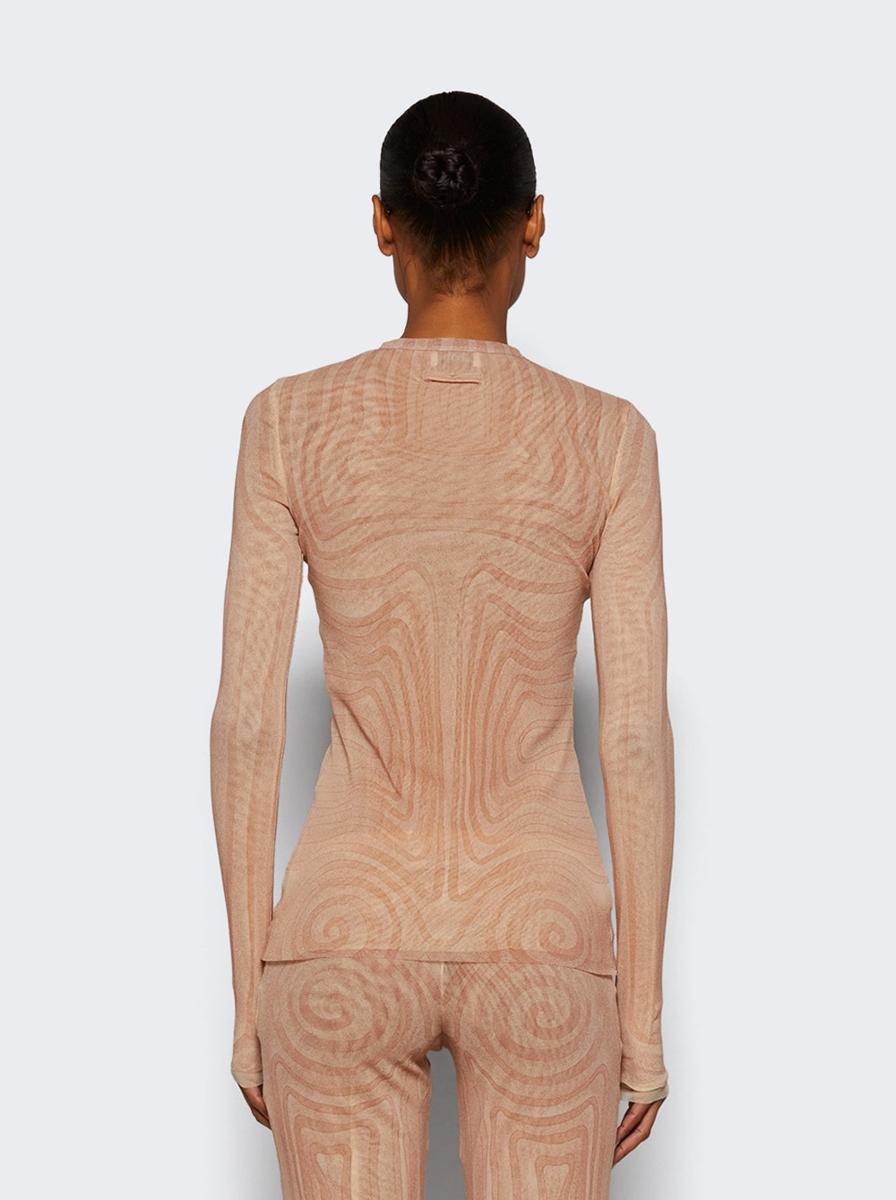 Long Sleeve Mesh Spiral Top Pale Pink - 4