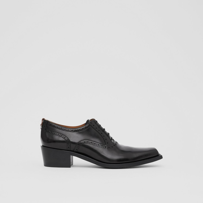 D-ring Detail Leather Heeled Oxford Brogues 1