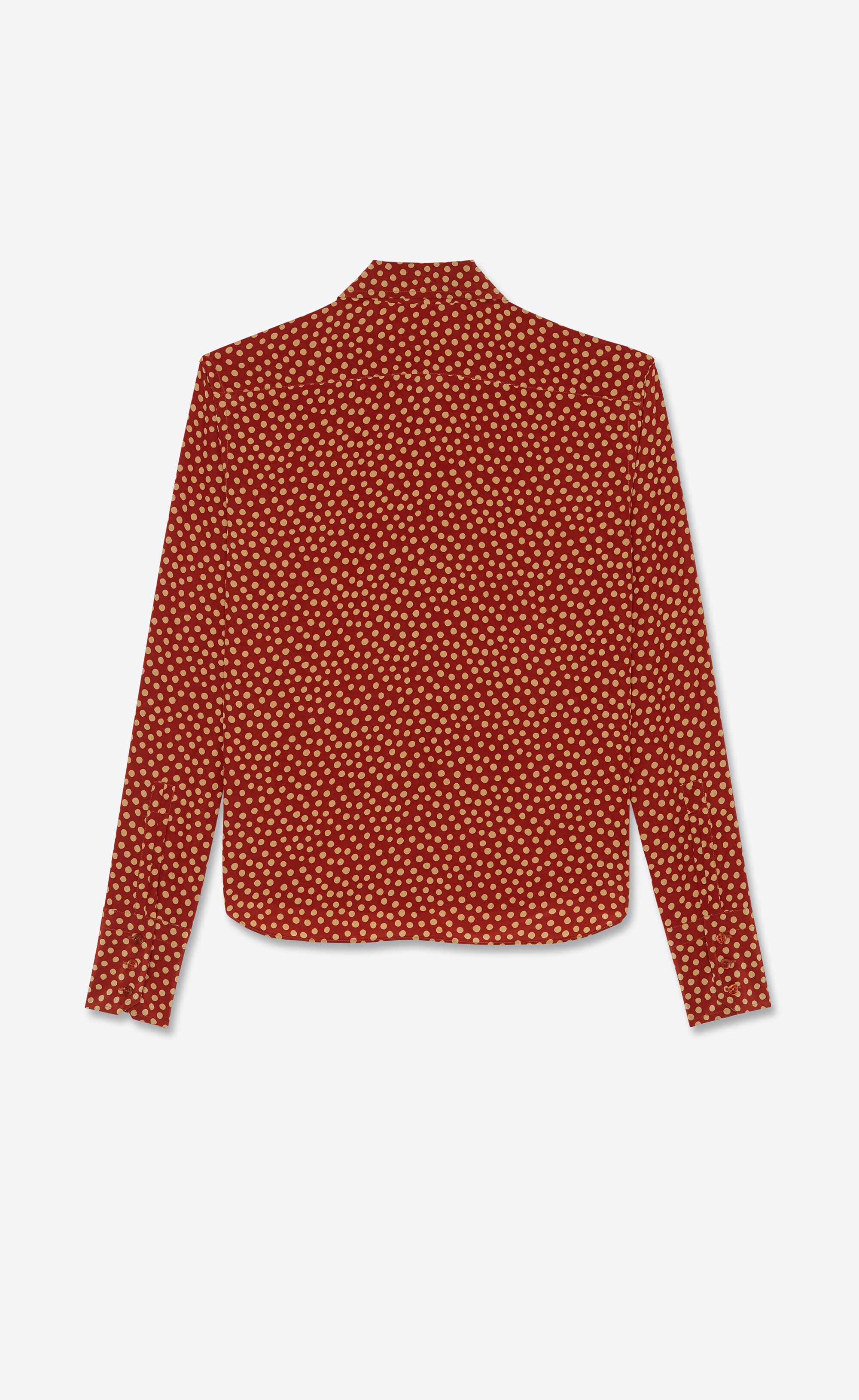 pointed-collar shirt in fawn polka dot silk crepe de chine - 2