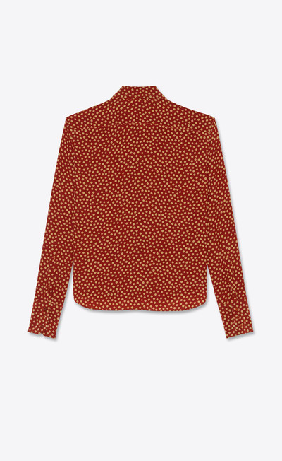 SAINT LAURENT pointed-collar shirt in fawn polka dot silk crepe de chine outlook