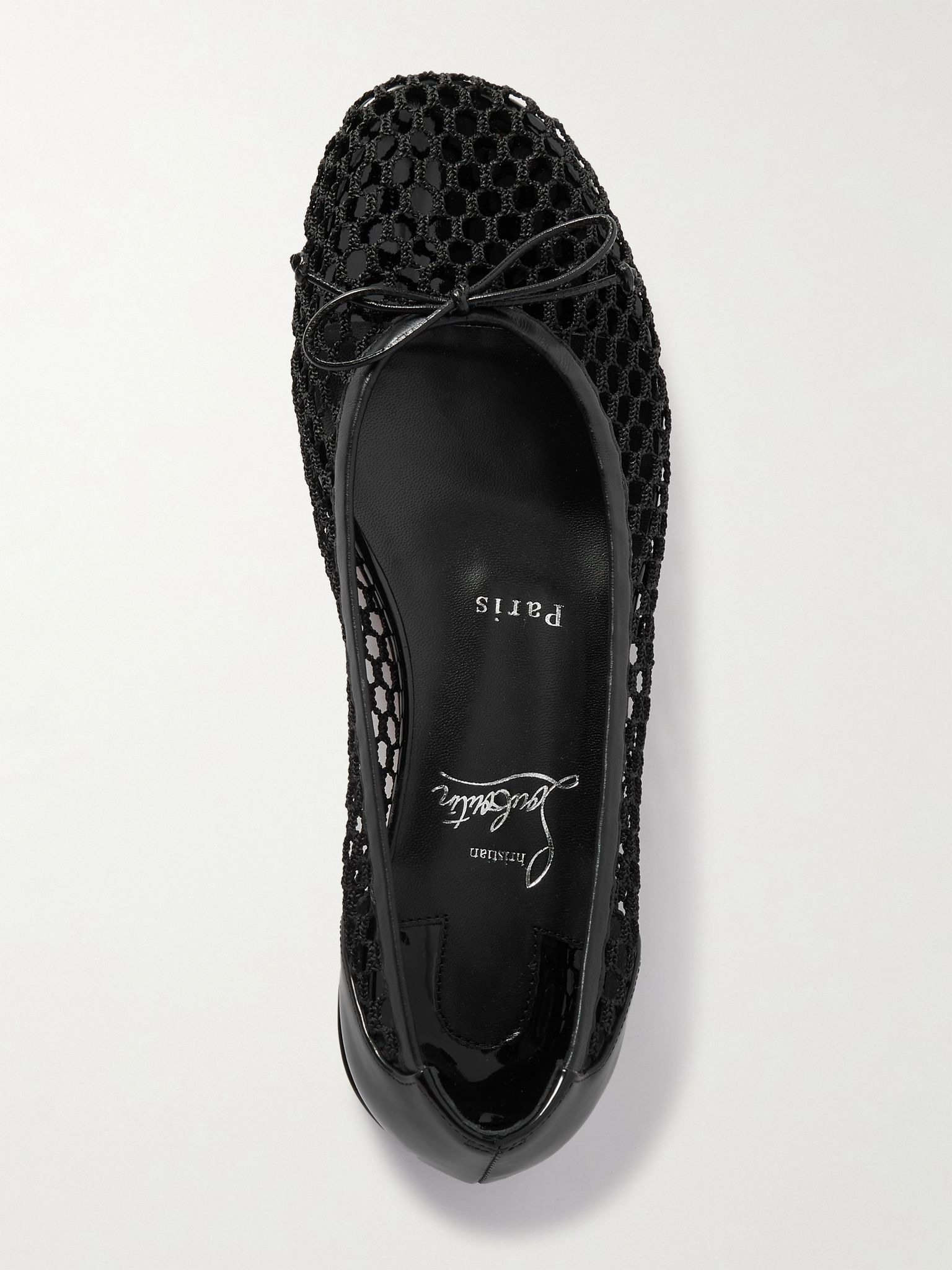 Sweetie Jane 20 patent leather-trimmed fishnet ballet flats Black - 5