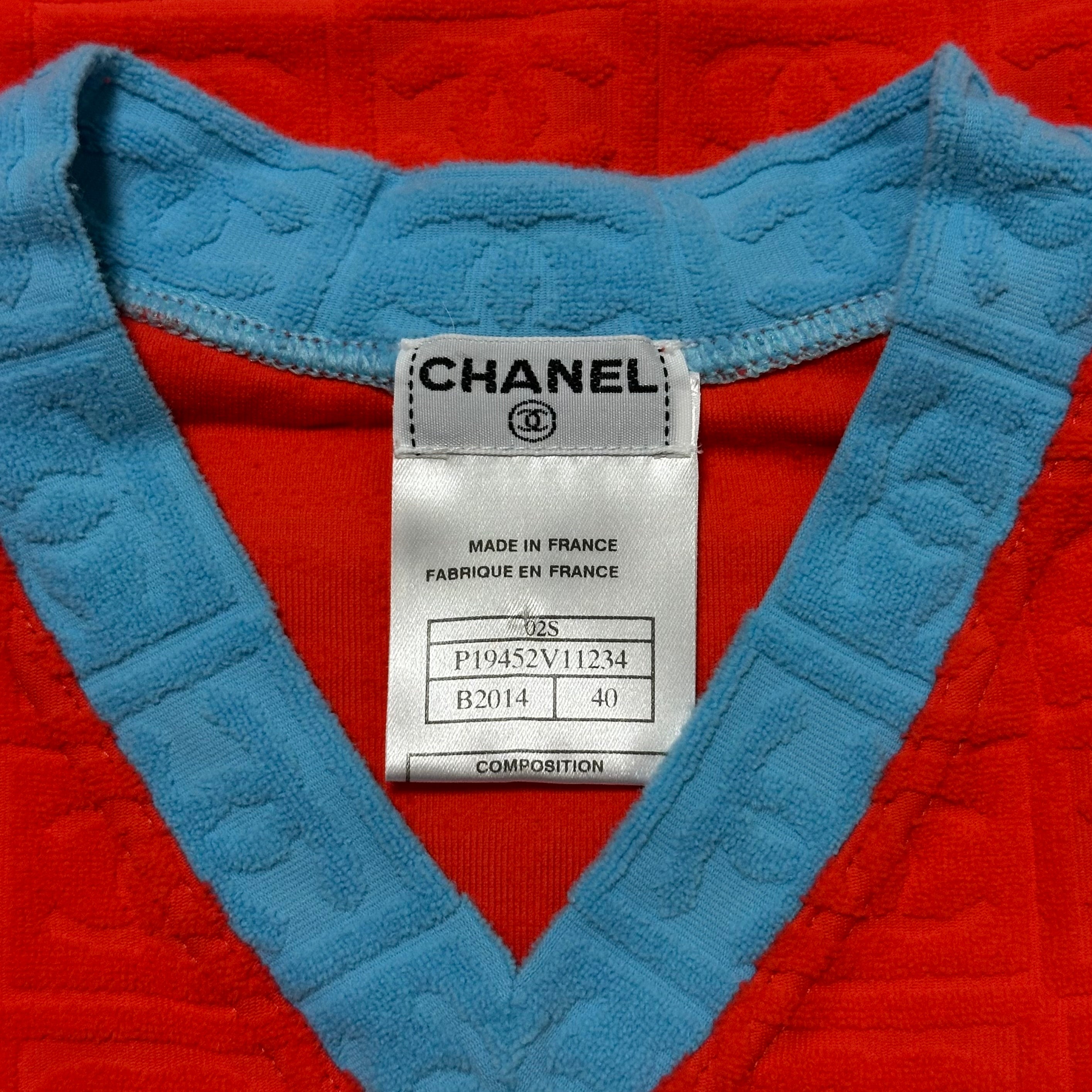 CHANEL Sport Spring Summer 2002 CC Emboss Jacquard Terry Cloth T-Shirt - 5